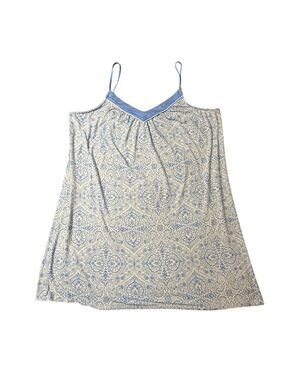 Joyspun Blue Paisley Slip Nightgown XL Chemise Satin Trim Cami Sleep Dress